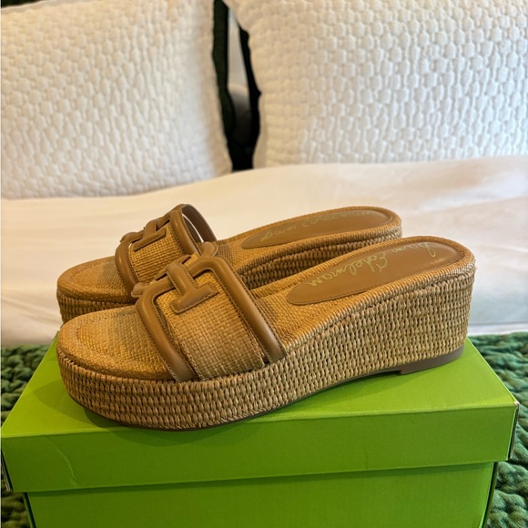 New!Sam Edelman Pauleena Raffia platform wedge sandals in the Sand Dune. SZ 8 - Picture 3 of 11